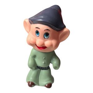 Vintage Disney Dopey Snow White Dwarfs Rubber Vinyl Squeak Toy Hong Kong 5"